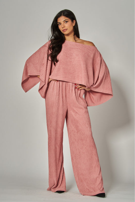 LEISURELY LUXE PANTS SET IN PINK