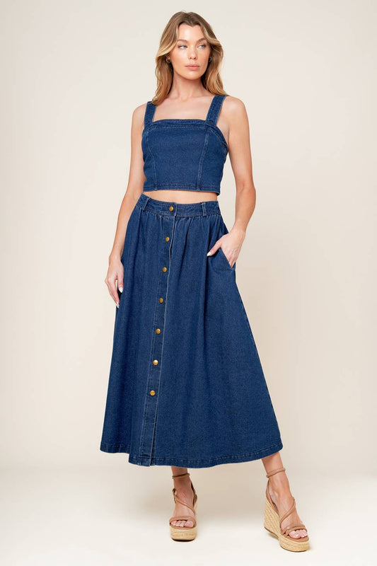 SIMPLY THE VIBE DENIM TOP & SKIRT SET