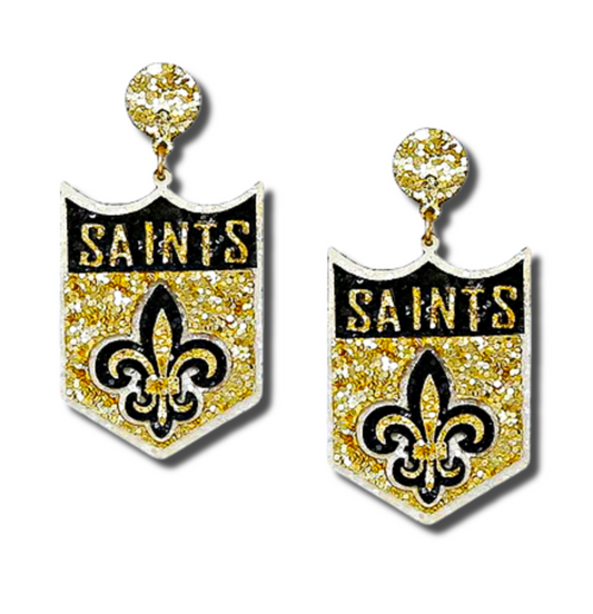 New Orleans Saints Football Glitter Earrings