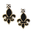New Orleans Saints Football Fleur De Lis Large Beaded Earrings