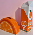 Set of 2 Orange Juice Fruit Slice Ceramic Vases