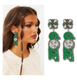 Green Gem GOLF Players Statement Earrings