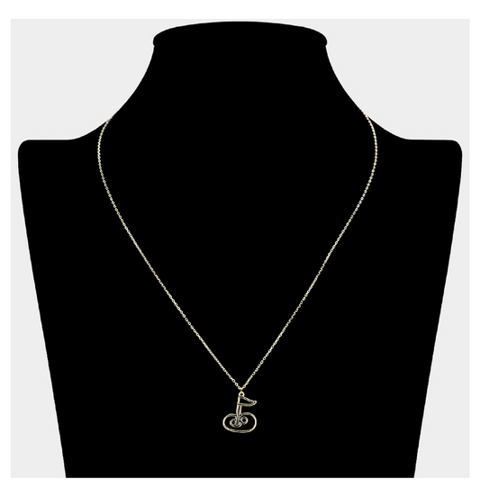 Wire Art Golf Hole in One Pendant Necklace