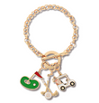 GOLF Theme Gold Toggle Charm Bracelet