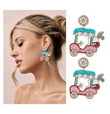 Beaded Crystal Accent Golf Cart Earrings