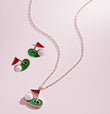 Enamel Golf Ball Hole Flag Stud Earrings & Necklace SET