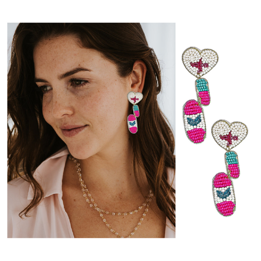 NURSE Heart Medicine Beaded Earrings