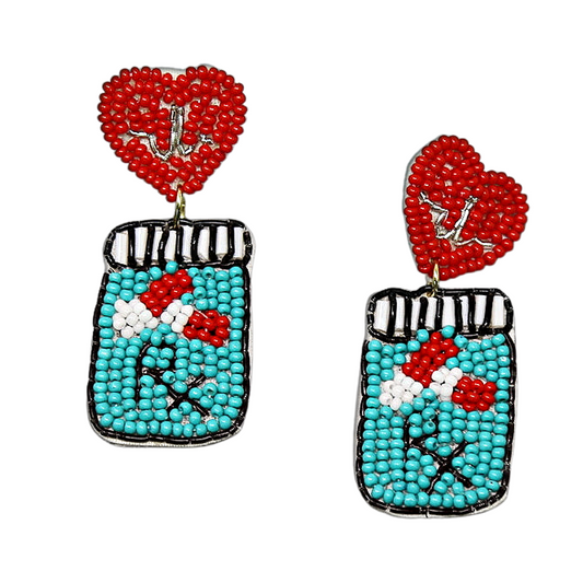 Nurse Doctor Prescription Bottle Beaded Earrings