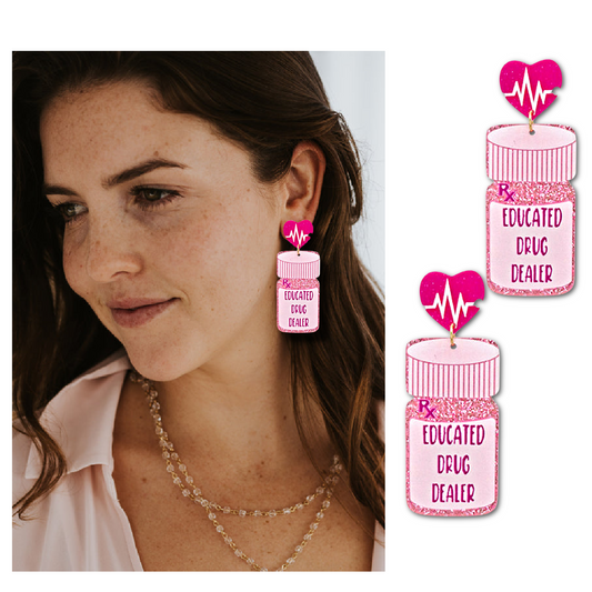 Nurse Pharmacist Drug Prescription Bottle Earrings