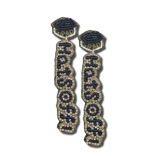 Graduation HATS OFF Rhinestone Beaded Earrings