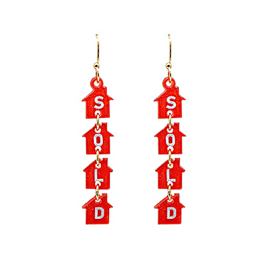 Real Estate Agent Hanging SOLD Houses Acrylic Earrings