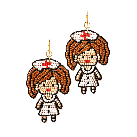 NURSE In Uniform Beaded Earrings