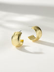 Allie 14K Gold Dipped Classic Ribbed Hoop Earrings