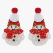Puff Top Snowman Festive Christmas Seed Beaded Earrings