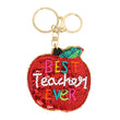 BEST TEACHER EVER Beaded Sequin Keychain