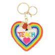 TEACH Pencil Rainbow Beaded Sequin Keychain