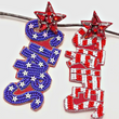 USA Flag Patriotic Stars Stripes Theme Beaded Earrings