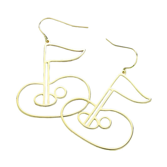 Wire Art Golf Hole in One Dangle Earrings