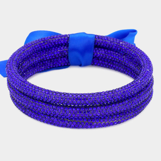 3PC Set Blue Sparkle Bangle Bracelets