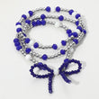Gameday Blue Silver Beaded Bow Bracelet SET