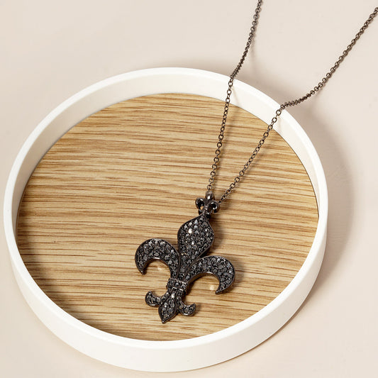 Fleur de Lis Rhinestone Necklace