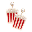 Popcorn Bucket Acrylic Pearl Accent Earrings