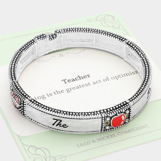 BEST TEACHER EVER Message Stretch Bracelet