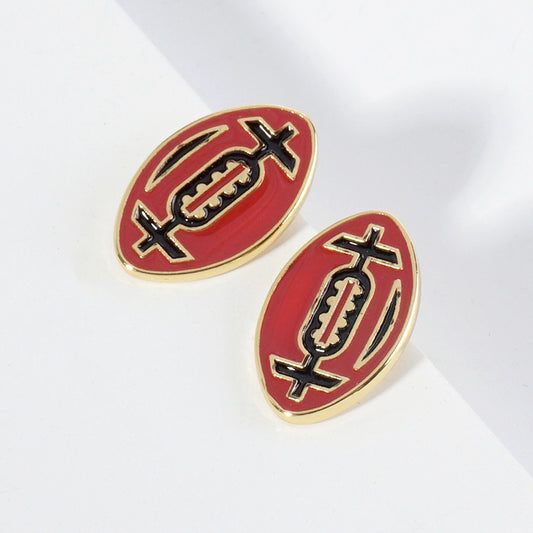GAMEDAY 18K Gold Dipped Enamel Garnet Black Team Earrings