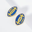 GAMEDAY 18K Gold Dipped Enamel Blue Yellow Team Earrings