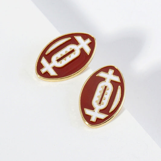 GAMEDAY 18K Gold Dipped Enamel Crimson White Team Earrings