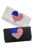 I Heart USA Patriotic Beaded Crossbody Clutch Handbag
