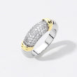 Two Tone CZ Silver Gold Band Ring