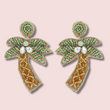 Tropical Palm Tree Seed Beaded Earrings