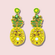Pineapple Sparkle Seed Beaded Tropical Earrings