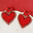 Sparkle Hearts Rhinestone Beaded Drop Earrings