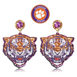 Clemson University Tigers Glitter Football Earrings