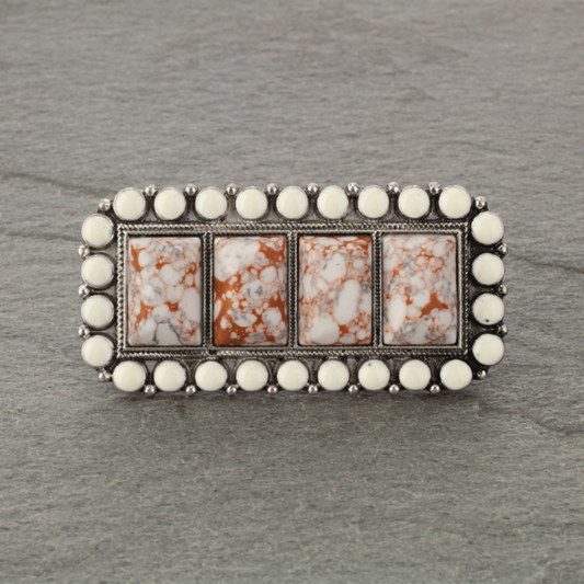 Western Style Natural Stone Double Finger Stretch Ring