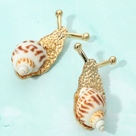 Show and Shell Gold Snail Earrings