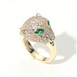 Emerald Eyed Leopard Gemstone Ring