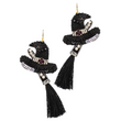Jeweled Beaded Crystal Witch Hat Broom Halloween Earrings