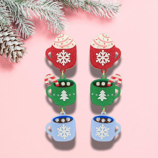 Christmas Hot Cocoa Holiday Dangle Earrings