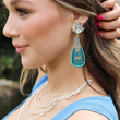 Teal Silver Crystal Beaded Champagne Bottle Party Earrings