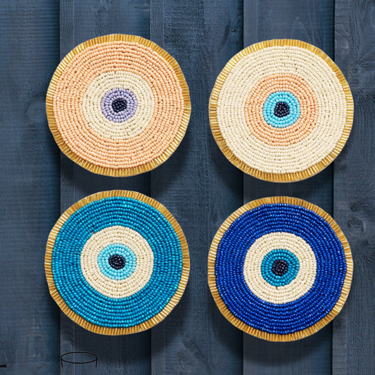 Evil Eye Artisan Beaded Set of 4 Coasters