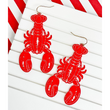 Laser Etched Red Lobster Statement Earrings