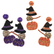 Halloween Witch Hocus Pocus Pumpkin Seed Beaded Earrings