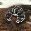 Black Agate Squash Blossom Ring