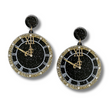 Happy New Years Eve Rhinestone Clock Drop Earrings