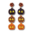 Jazzy Jack-O-Lantern Halloween Theme Beaded Earrings
