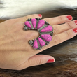 Pink Howlite Squash Blossom Ring