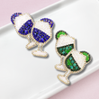Cocktails for Christmas Beaded Rhinestone Holiday Earrings